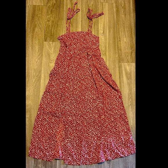 Old Navy Tie Shoulder Floral Split Front Midi Swing Dress - Picture 1 of 2